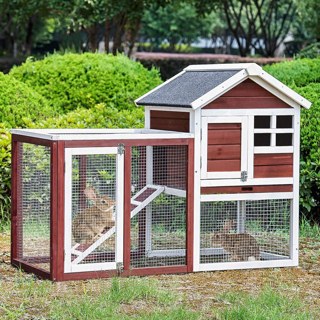 Wooden Pet House Rabbit Bunny Wood Hutch House Dog House Chicken Coops Chicken Cages Rabbit Cage,Auburn