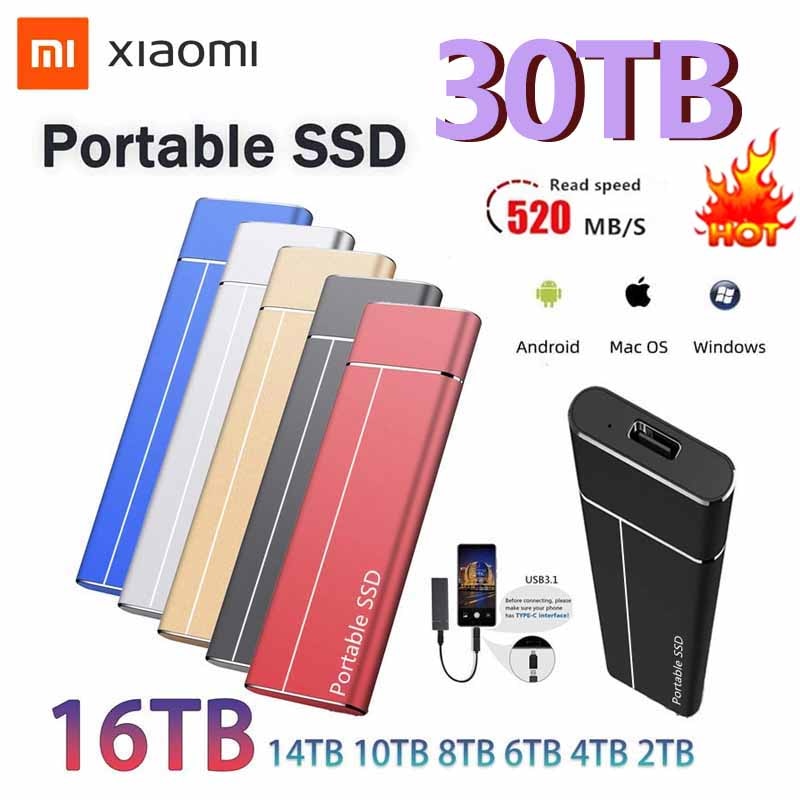 Xiaomi 100% Original High-speed 16TB 8TB SSD 4TB 2TB Portable External Solid State Hard Drive USB3.0 Interface Mobile Hard Drive