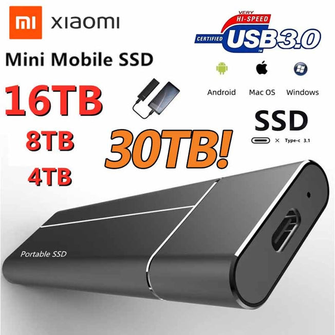 Xiaomi 100% Original High-speed 16TB 8TB SSD 4TB 2TB Portable External Solid State Hard Drive USB3.0 Interface Mobile Hard Drive