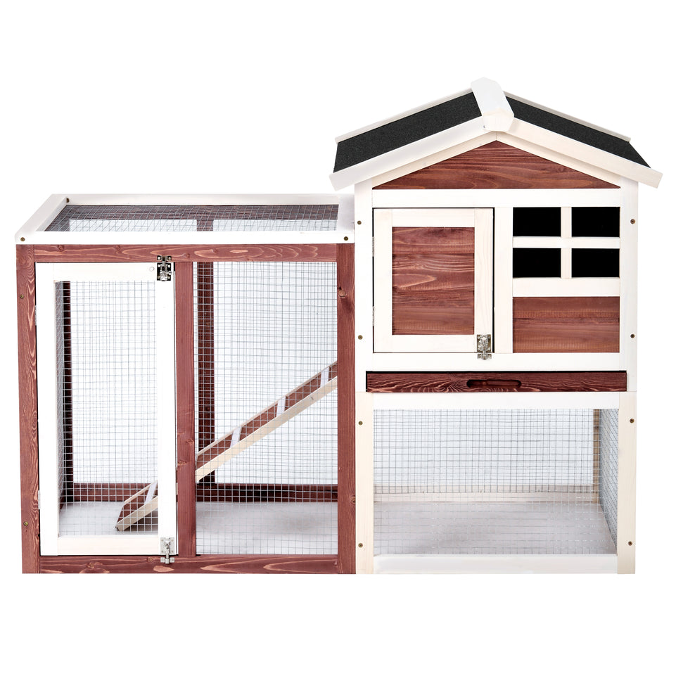 Wooden Pet House Rabbit Bunny Wood Hutch House Dog House Chicken Coops Chicken Cages Rabbit Cage,Auburn